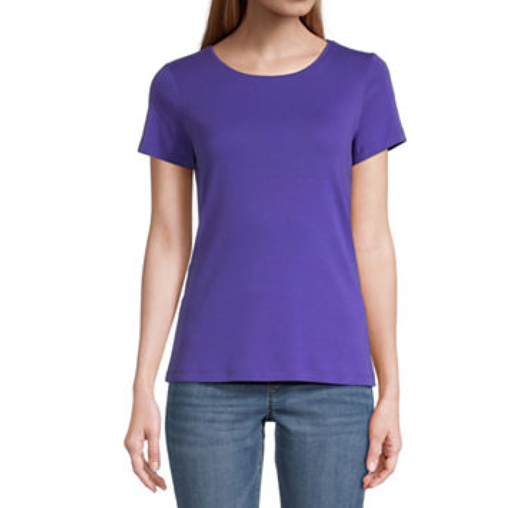St. John's Bay Medium Purple Essential Short Sleeve Crew Neck T-Shirt